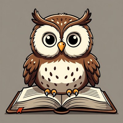 Cute Owl Reading Book