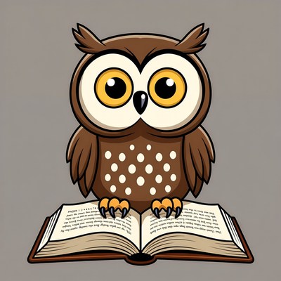 Cartoon Owl Reading Book