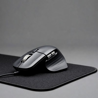 Black gaming mouse on mousepad