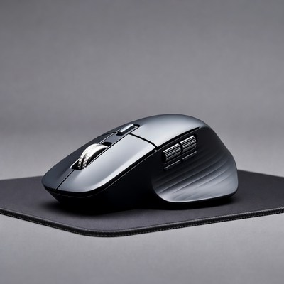 Black gaming mouse on mat
