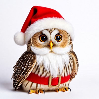 Owl Wearing Santa Hat