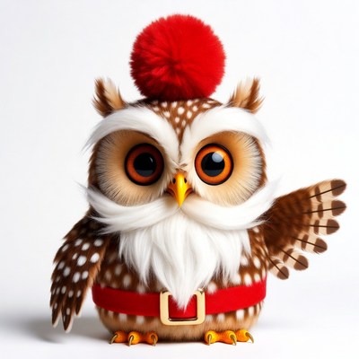 Cute Santa owl with red hat