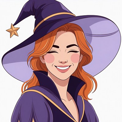 Smiling Witch with Red Hair