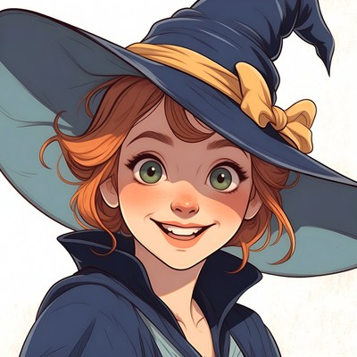 Smiling girl in witch hat