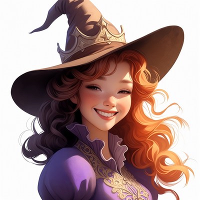Smiling Witch with Red Hair