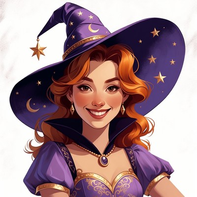 Smiling Witch with Red Hair