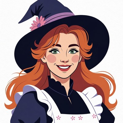 Smiling Witch with Red Hair