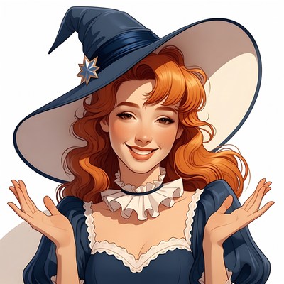 Smiling Witch with Red Hair