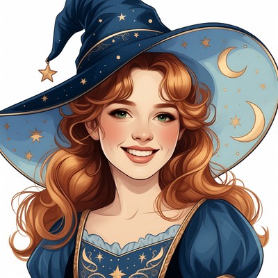 Smiling Witch with Red Hair