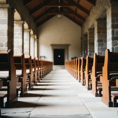 Empty Church Pew Aisle