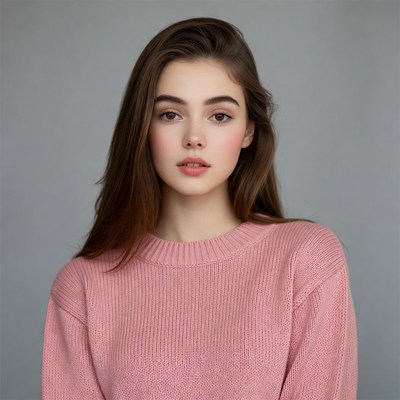Young woman in pink sweater