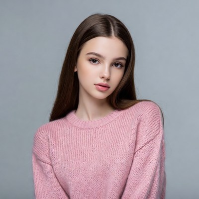 Young woman in pink sweater