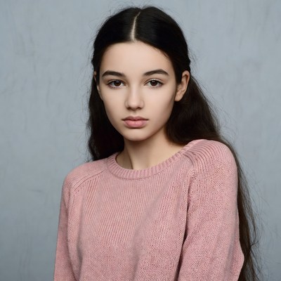 Young woman in pink sweater