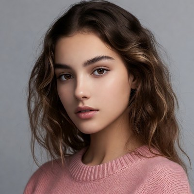 Young woman in pink sweater