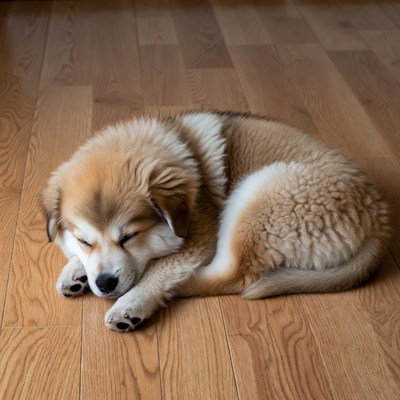 Fluffy Golden Retriever Puppy Sleeping