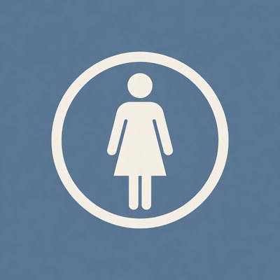 White Female Symbol on Blue Background
