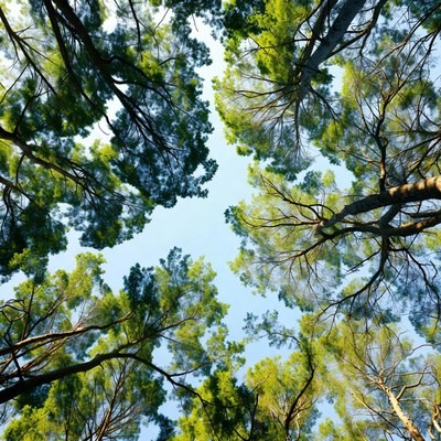 Pine Trees Looking Upward