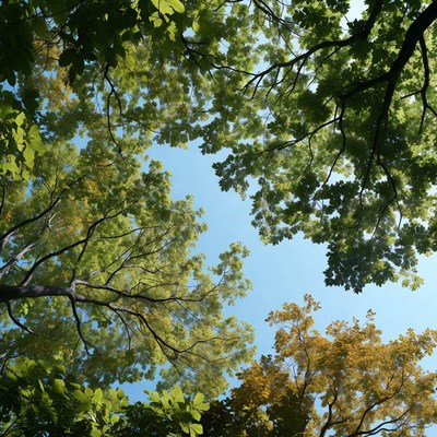 Lush green tree canopy overhead