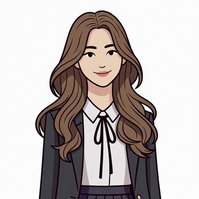 Asian woman in school uniform illustration