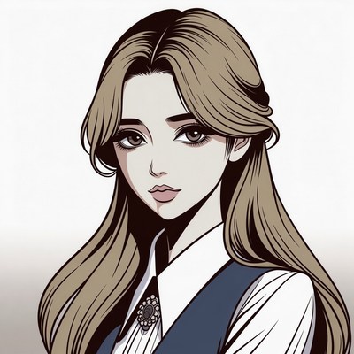 Anime girl with long blonde hair