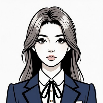 Anime girl in navy school uniform