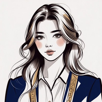 Beautiful Asian woman in navy blazer