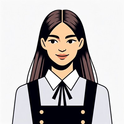 Asian woman in school uniform illustration