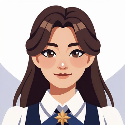 Anime girl with brown hair and star tie