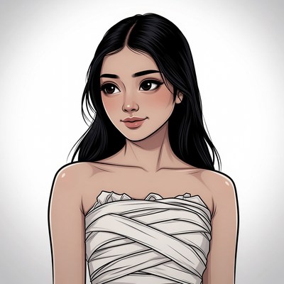 Asian woman in white bandages