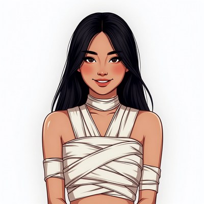 Asian woman in white bandage wrap