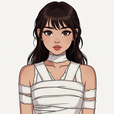 Anime girl in white bandages
