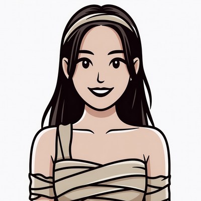 Asian woman in mummy costume illustration