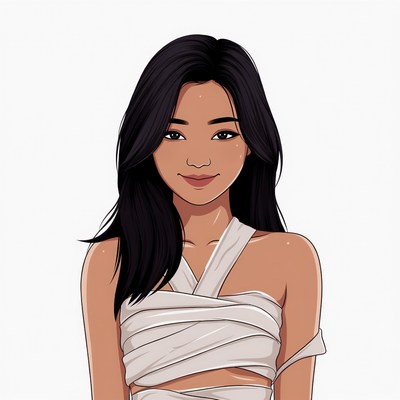 Asian woman in white bandage dress