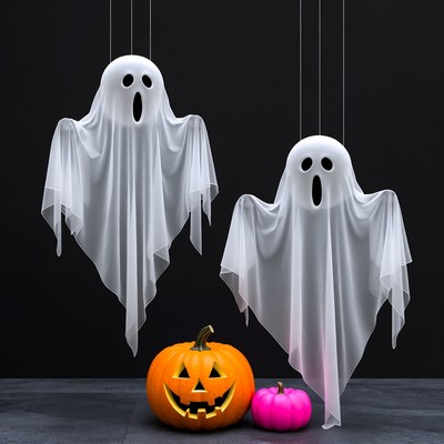 Halloween Ghosts with Pumpkins