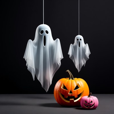 Halloween Ghosts and Pumpkins Hanging