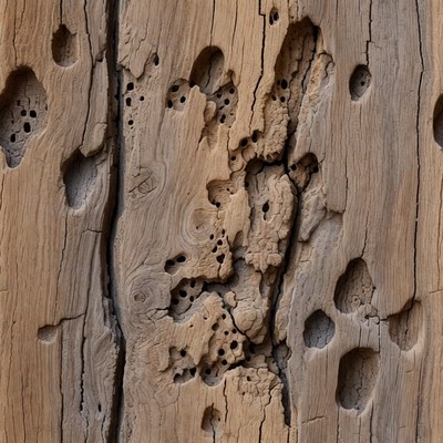 Weathered Wood with Insect Holes