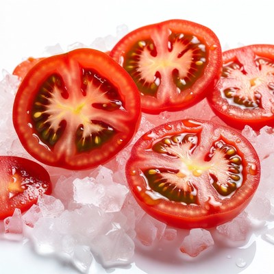 Sliced Tomatoes on Ice