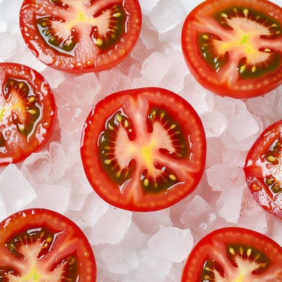 Sliced Tomatoes on Ice