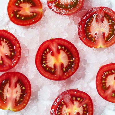 Sliced Tomatoes on Ice