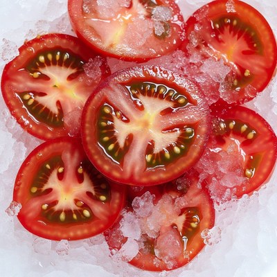Sliced Tomatoes on Ice