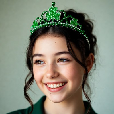 Girl wearing shamrock crown