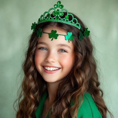 Girl wearing shamrock crown