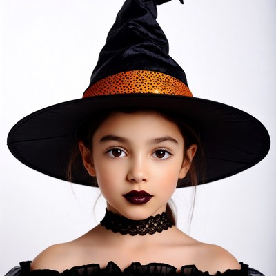 Girl wearing witch hat