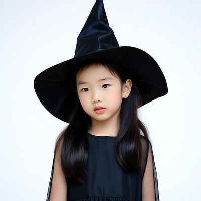 Asian girl in witch hat