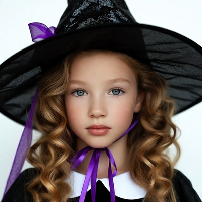 Girl in black witch hat