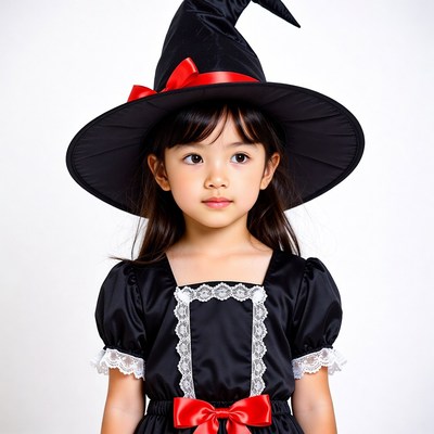 Asian girl in witch costume