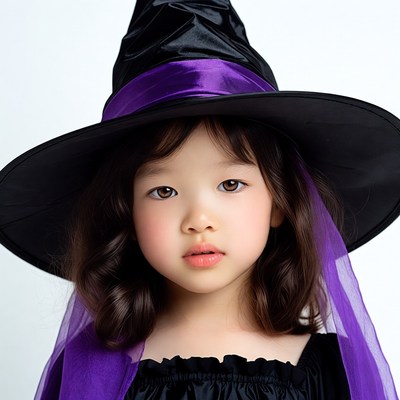 Asian girl in witch hat