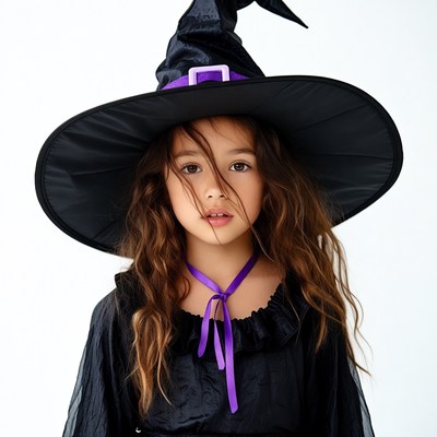 Girl in Witch Hat Costume