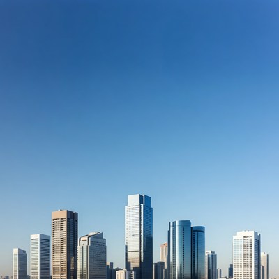 Modern skyscrapers against blue sky