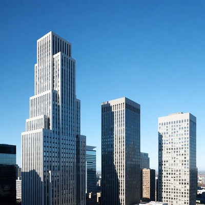 Modern skyscrapers against blue sky